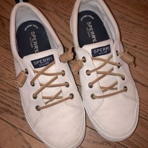 Sperry Top Sider White Canvas Women's Shoes Size 7 Leather Laces